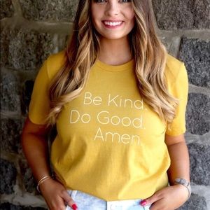 Mustard Be Kind Do Good Amen Tee